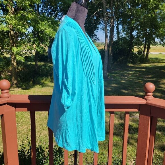 Fashion Bug Women's Open Cardigan 3/4 sleeve, Turquoise, OX - Picture 6 of 9